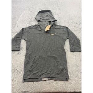 Nike Boys Yoga Dri Fit Hoodie Gray 3/4 Sleeve Pullover Training Size L